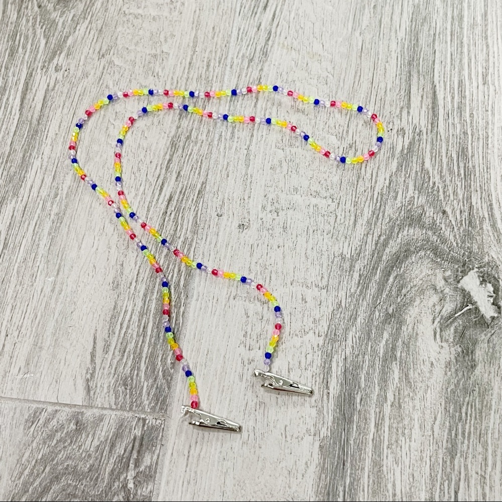 Rainbow Beaded Necklace Mask Holder